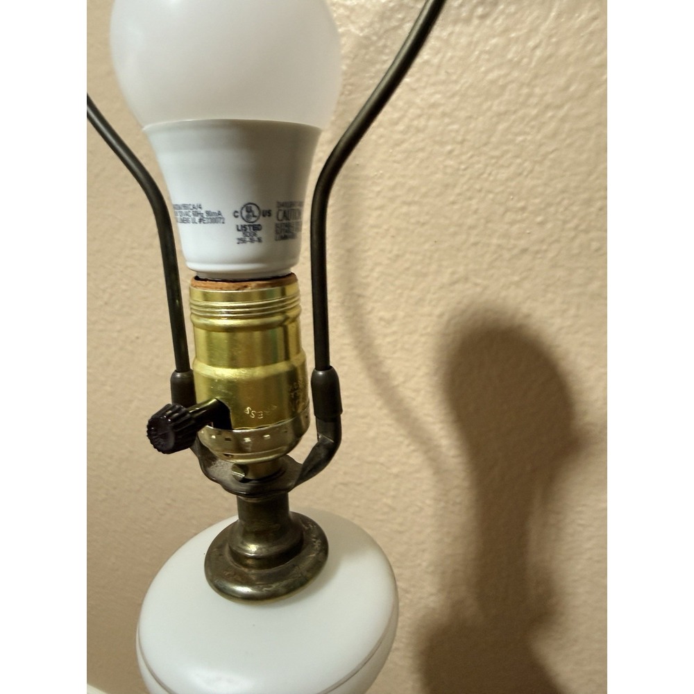 Vtg White Satin Lamp Made in Western Germany, Poseidon Fish Base On Marble 29" - Picture 5 of 16